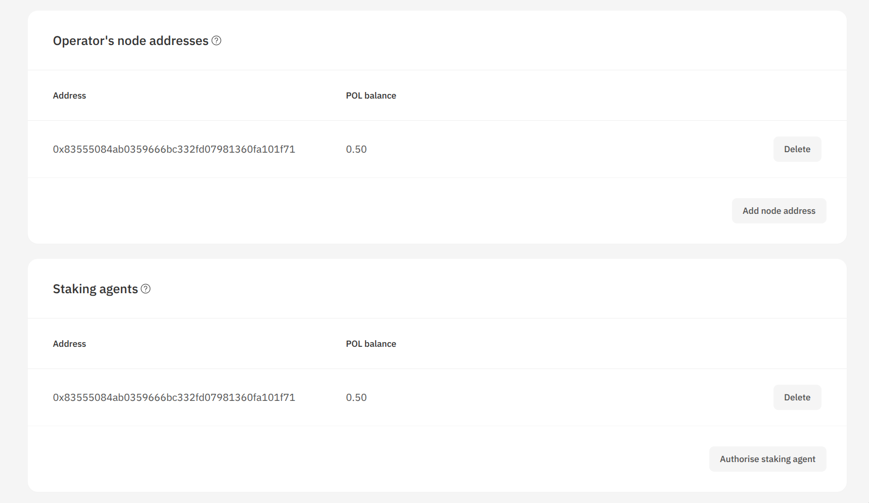 Setting staking agent role in the Hub